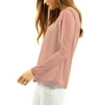 thumbnail image 4 of INSPIRE CHIC Women's Round Neck Casual Blouses Lace Floral Long Sleeve Chiffon Tops S Dark Pink, 4 of 8