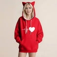 thumbnail image 4 of Women's French Terry Hooded Sweatshirt Loose Fit Long Sleeve Fall Casual Comfort​​, 4 of 4