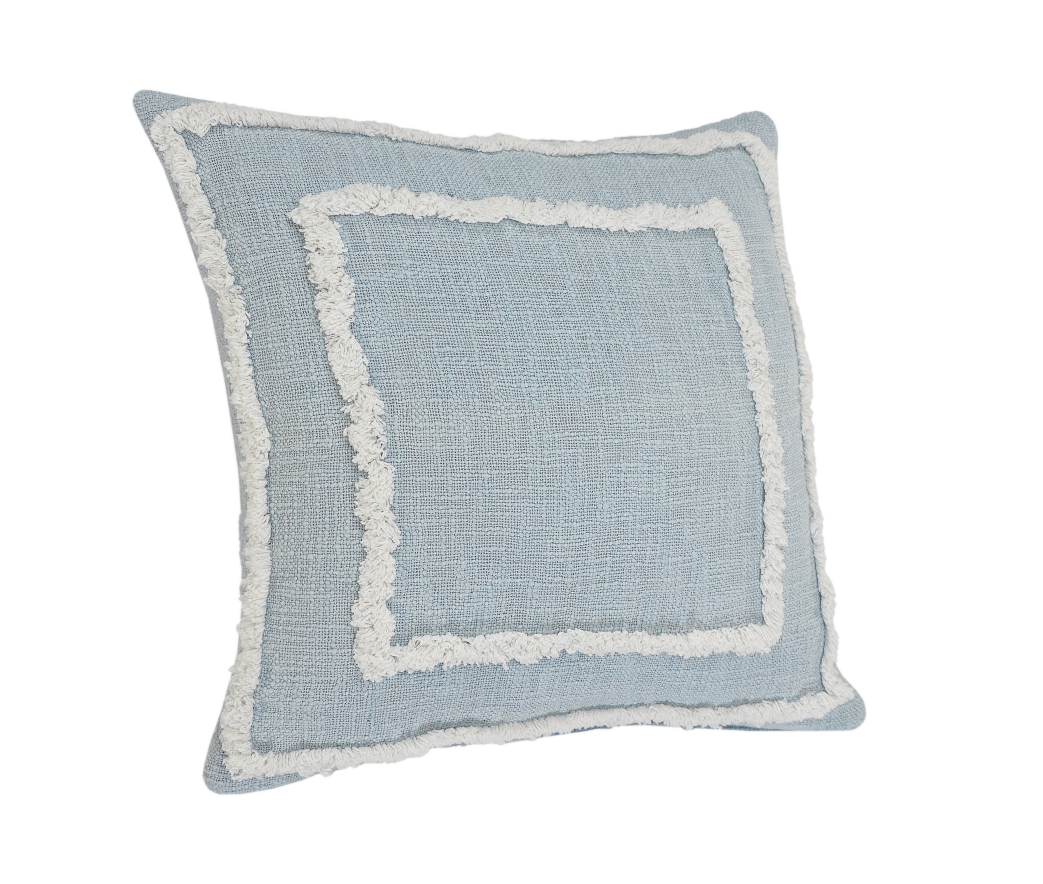 LR Home Rossy Solid Contemporary Cotton Throw Pillows, Sky Blue/White, 20" x 20", Set of 2