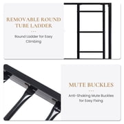 SHA CERLIN Black Twin Size Metal Loft Bed with Removable Ladder & Safety Guard