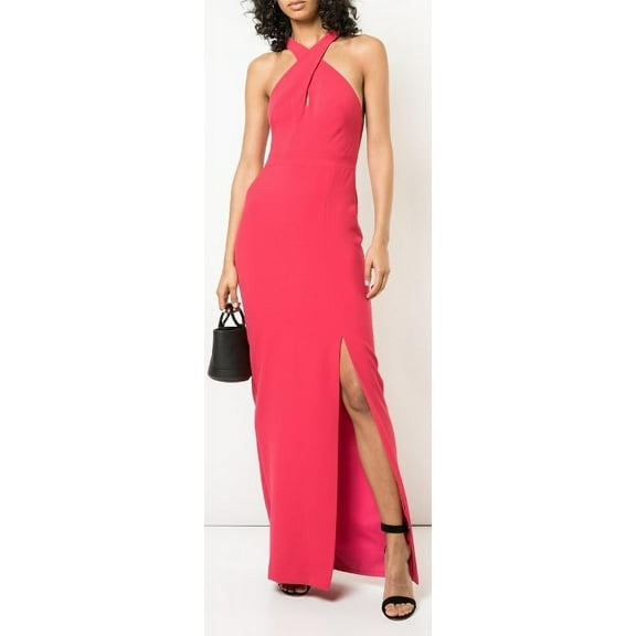 Nicole Miller Artelier WATERMELON New Techy Crepe Halter Dress, US 4