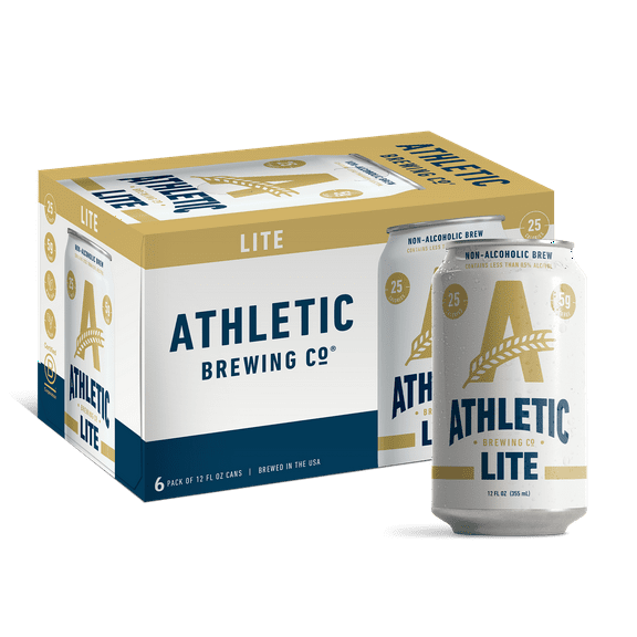 Athletic Brewing Company Athletic Lite, Light Non-Alcoholic Beer, 6 pack, 12 fl oz, <0.5% ABV
