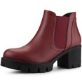 thumbnail image 1 of Botines Chelsea De Tacón Grueso Con Punta Redondeada Para Mujer borgoña 39, 1 of 7