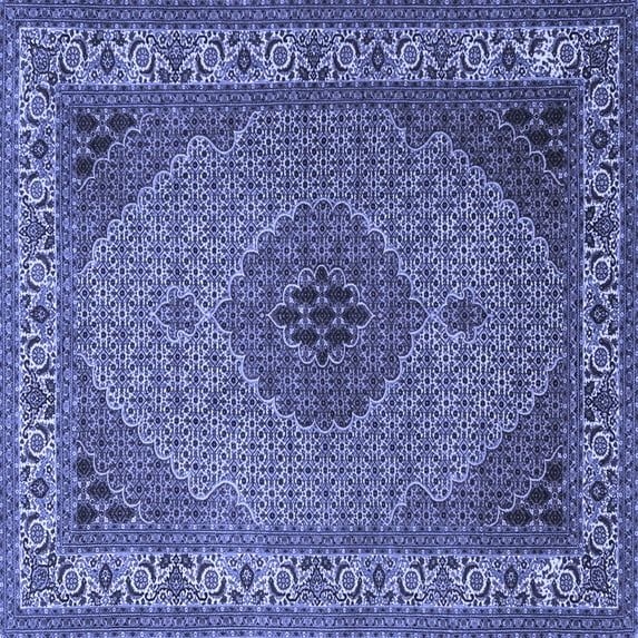 Ahgly Company Indoor Square Medallion Blue Traditional Area Rugs, 4' Square