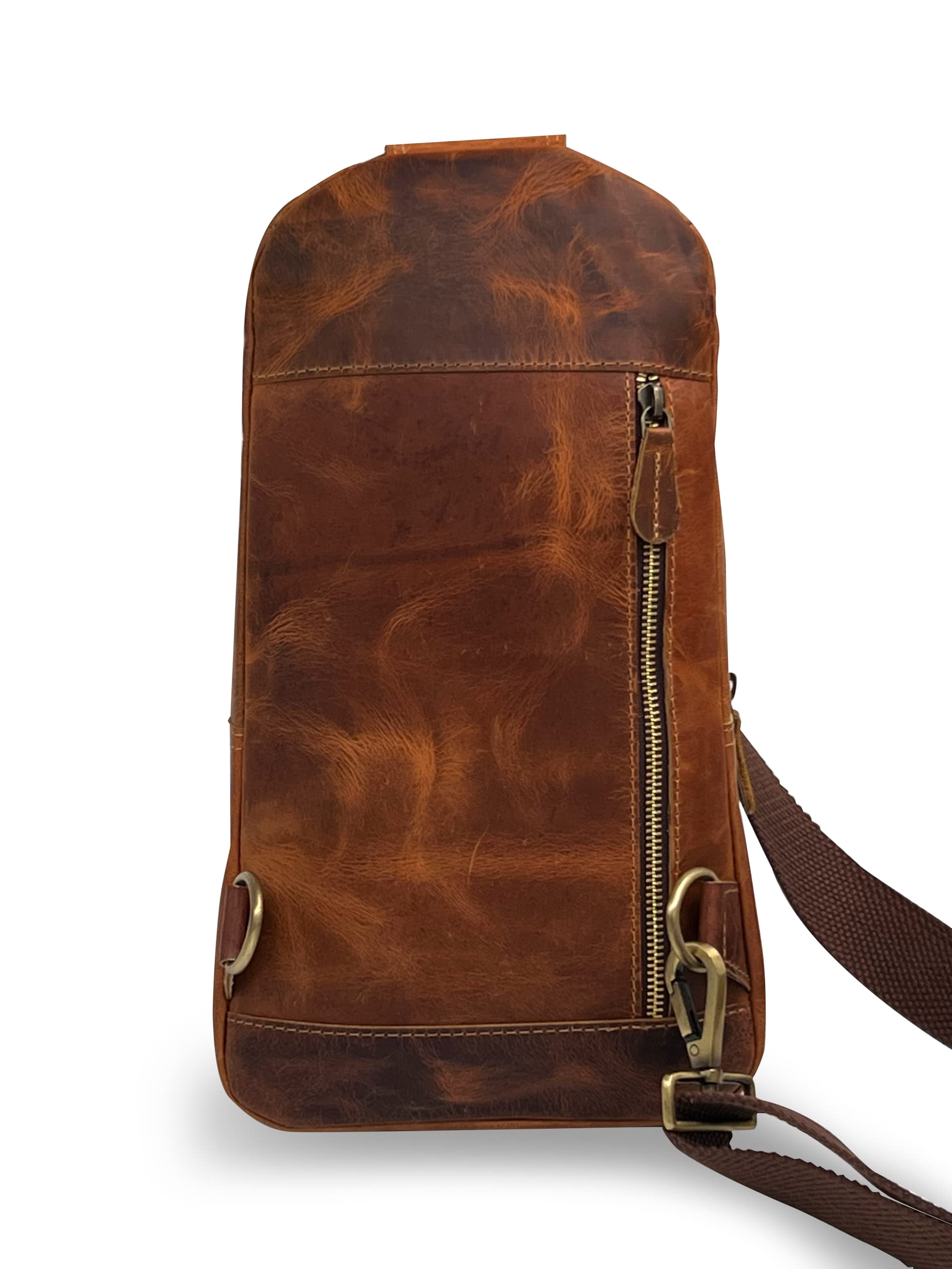 Large Buffalo Leather Travel Hiking Crossbody Backpack Adjustable Strap Leather backpack rucksack laptop bag for women and men  main image 4