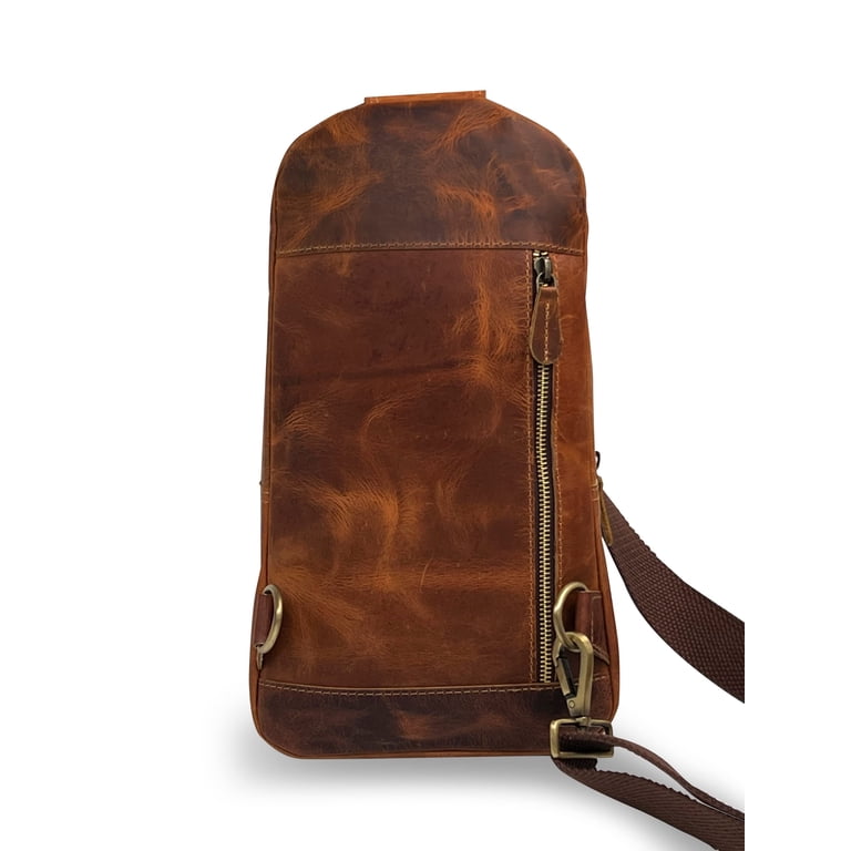 Handmade Buffalo Leather Travel Hiking Crossbody Chest Sling  display picture 1