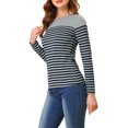 thumbnail image 4 of MODA NOVA Junior's Contrast Color Long Sleeve Striped T-Shirt, 4 of 6