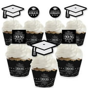 Big Dot of Happiness Graduation Cheers - Cupcake Decoration - 2026 Graduation Party Cupcake Wrappers and Treat Picks Kit - Set of 24