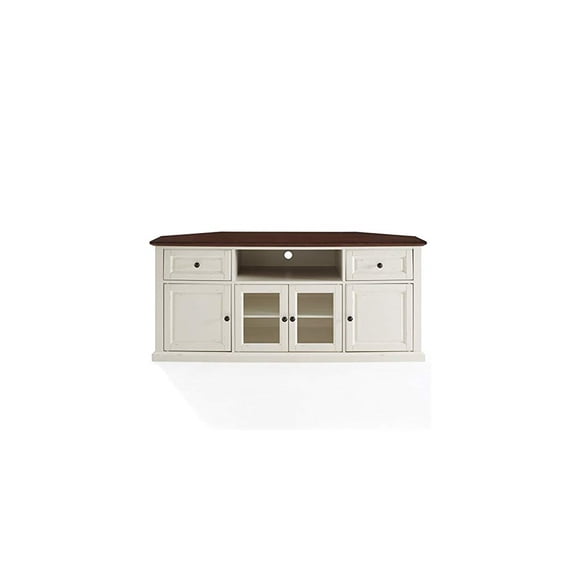 Corner TV Stand for TVs up to 65 Inch " White Finish Entertainment Center