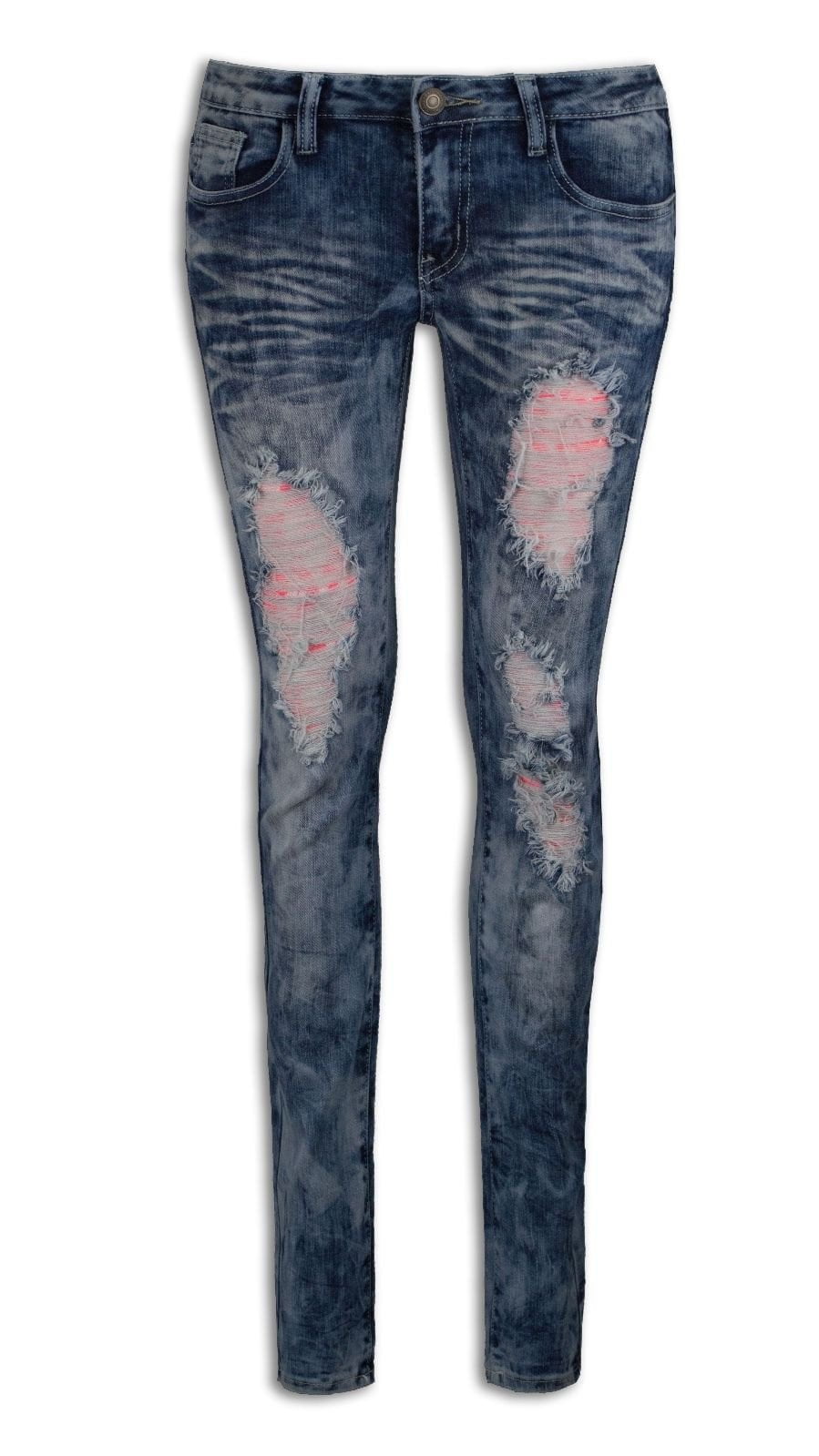pink distressed jeans