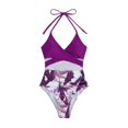 thumbnail image 1 of Gibobby Bañador de una pieza Traje de baño Bikini de triángulo dividido para mujer Conjunto de traje de baño de color sólido estampado(Morado,XL), 1 of 5