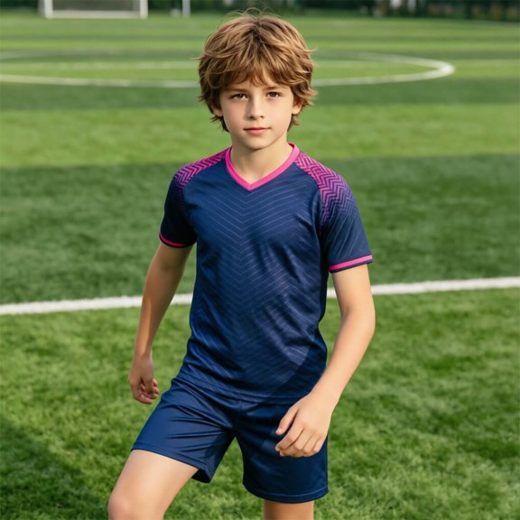 VOUZZA Kids Soccer Uniform Set Summer Breathable Training and Shorts 2-Piece Sporty Team Suit for Boys Girls