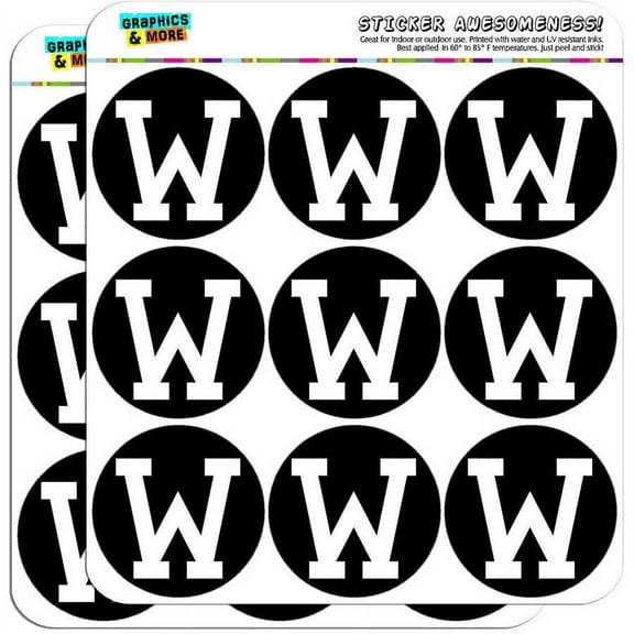 Letter W Initial Black White 18 2" Planner Calendar Scrapbooking Crafting Stickers