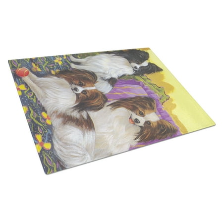 

Carolines Treasures PPP3144LCB Papillon Party Pals Glass Cutting Board Large 12H x 16W multicolor