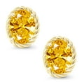 thumbnail image 3 of Gem Stone King 14K Yellow Gold Stud Earrings for Women Men with Golden Yellow Zirconia, 3 of 5