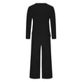 thumbnail image 6 of Dressy Casual Set for Women 2 Piece Outfits Long Sleeve Splice Irregular Top High Waist Palazzo Wide Leg Trouser Suit, 6 of 7