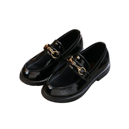 

Fangasis Kids Flats British Loafers Comfort Dance Shoes Unisex Uniform Shoe Performance Slip-Resistant Slip On Loafer Black 11.5C