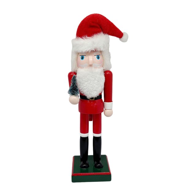 Figura de Cascanueces de Navidad de 25 cm de alto sobre una base, ideal para exhibir en festivales, como decoración de centro de mesa.