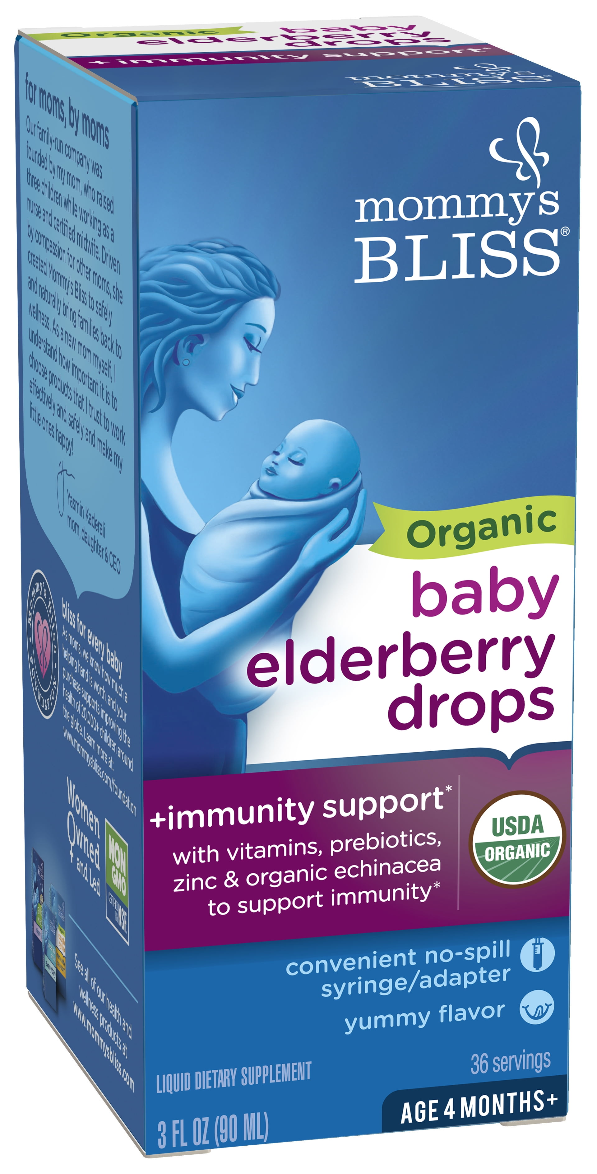 Mommys Bliss Organic Baby Elderberry Drops, Health Immunity Support, Unisex, 3 fl oz
