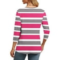 thumbnail image 4 of CLOISE 3/4 Sleeve Blouses for Women V Neck Shirt Striped Pullover Casual Fall Winter Clothes Black 2XL, 4 of 8