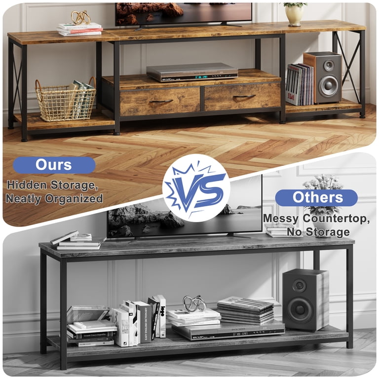 HIGDBFE Industrial TV Stand for 80-Inch TV with Fabric Drawers photo 4