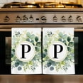 thumbnail image 6 of Dish Towels, Letter P Absorbent Kitchen Towels 2 PCS, Alphabet Green Eucalyptus Leaves Microfiber Hand Towels Dish Cloths Tea Towels for Home&nbsp;Bathroom Cleaning Drying,18X28-Inch,, 6 of 9
