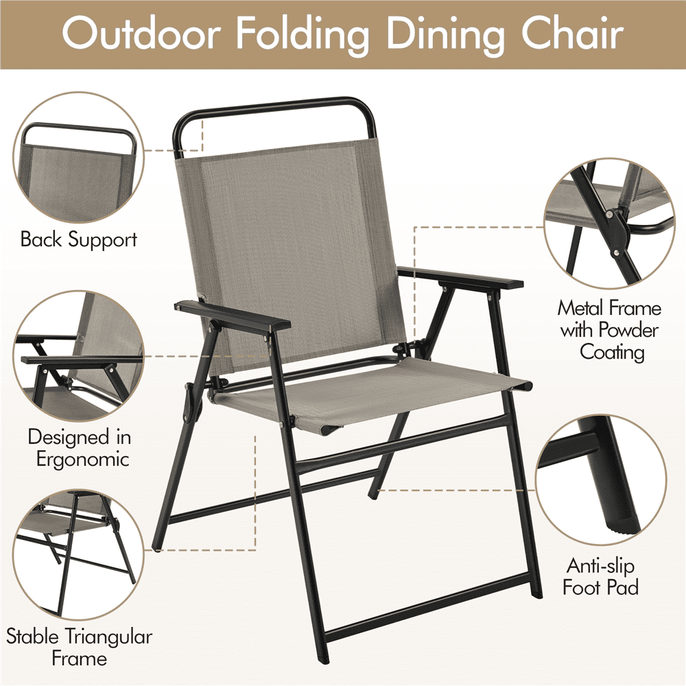 Renwick Foldable Dining Chairs with Backrest and Armrests, Set of 2, Brown