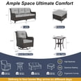 thumbnail image 7 of ALAULM 7-Piece Patio Furniture Set, Outdoor Thick Wicker High Back Conversation Set with 3-Seater Sofa, Swivel Chairs, Ottomans and Square Coffee Table for Yard Patio, Gray, 7 of 7