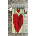 thumbnail image 3 of Ambesonne Rustic Quilted Bedspread Set 2 Pcs, Heart Wooden Wall, Twin Size, Red Pale Green, 3 of 3
