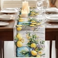 thumbnail image 3 of Rustic Lemon Vases 70 Inch Table Runner, Vintage Botanical Wooden Farmhouse Dresser Scarf Cotton & Linen Tablerunner for Dining/Kitchen Island/Holiday Party Décor 13" x 70", 3 of 9