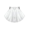 thumbnail image 4 of TiaoBug Kids Girls Metallic High-Low Hem Mini Skater Skirt Ballet Dance Athletic Wrap Flared Skirt Dancing Costume Silver 8, 4 of 7