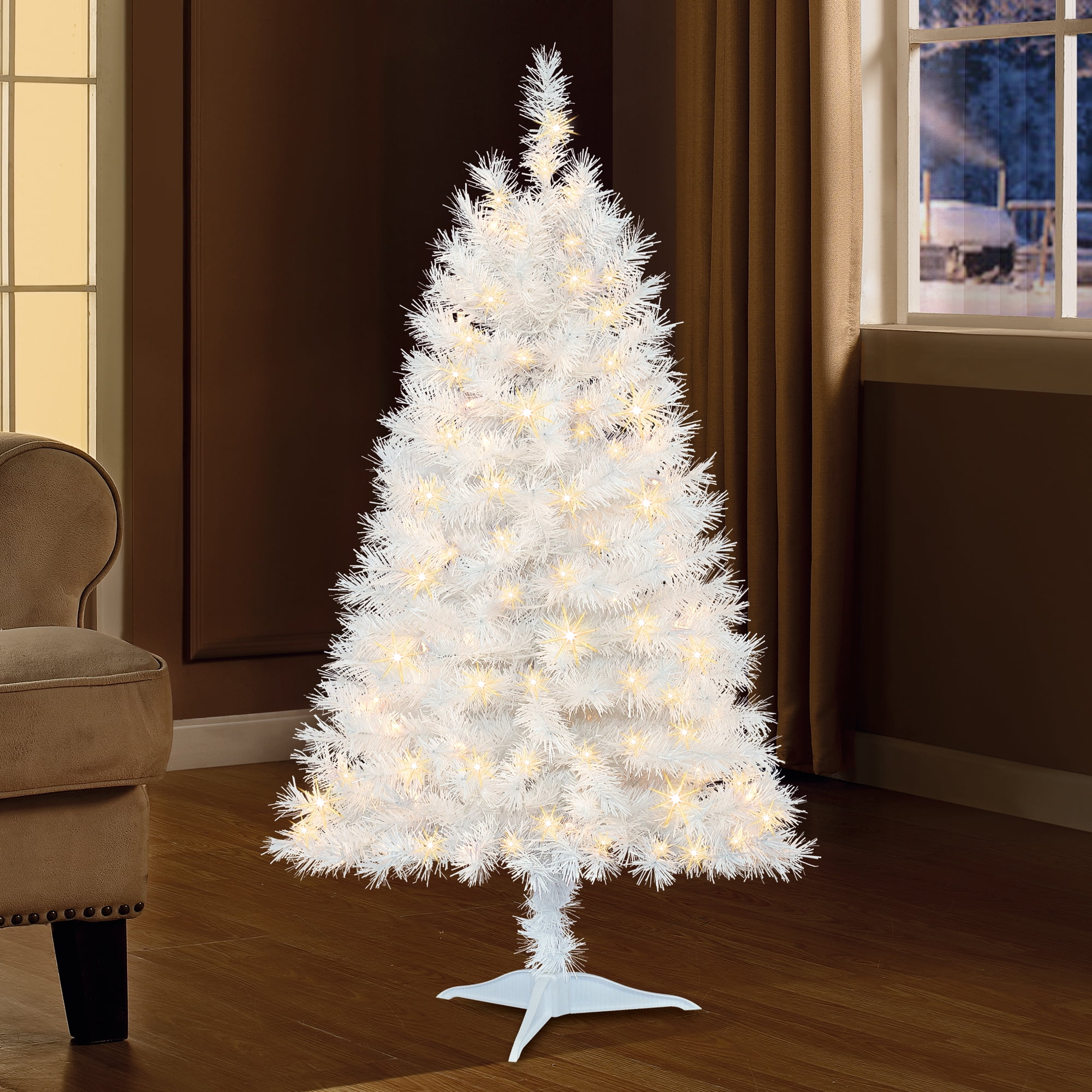Holiday Time Prelit Spruce Christmas Tree 4 ft, White - Walmart.com