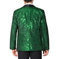 thumbnail image 3 of INSPIRE CHIC Men's Blazers Sequin Shiny Metallic Argyle Plaid Suit Jackets  M Green, 3 of 4