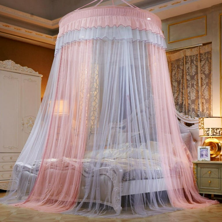 4 Corners Princess Lace Canopy Mosquito Nets No Frame For Queen King Bed  Netting