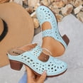 thumbnail image 2 of Women's Chunky Heel Mule Clogs, Wide Width Cutout Summer Heels for Women, Non-Slip Casual Mules, Breathable Walking Shoes for Spring Summer, 2 of 10