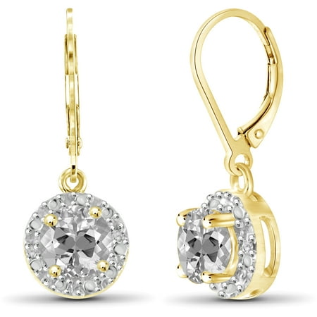 JewelersClub 1 1/4 Carat T.G.W. White Topaz And White Diamond Accent 14kt Gold Over Silver Drop Earrings