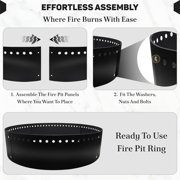 FEBTECH Smokeless Fire Ring Liner - 48 x 12 - Heat Resistant Coated Carbon Steel Portable Firepit Insert - Versatile DIY Fire Ring for in and Above Ground - Perfect for Backyard & Outdoor Bonfire