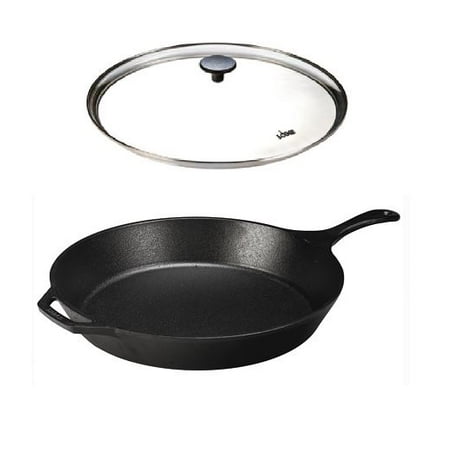 Lodge Seasoned Cast Iron Skillet with Tempered Glass Lid (15 Inch) - Cast Iron Frying Pan with Lid