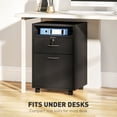 thumbnail image 4 of Mobile Small Filing Cabinet with Lockable Drawer & Open Shelf, 23.6" Black Particle Board Office Storage Organizer on Wheels for Home Office, Printer Stand & Paperwork Storage, 4 of 7