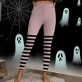 thumbnail image 4 of Abomasnow Womens Striped Printed Leggings High Waist Ankle Length Footless Stretchy Tights S-3XL, 4 of 9