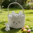 thumbnail image 6 of Easter Bunny Ear Basket - Cute Egg & Gift Storage Bag For Easter Hunts & Parties, Durable Reusable Design, Perfect Easter Decorations & Year of The Horse Festive Essential, 9*5.5in, Gray, 6 of 6