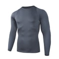 thumbnail image 5 of hoksml Men's Raglan Long Sleeve Compression Shirt, Crew Neck Back Mesh Panel Slim Cut Quick Dry Athletic Base Layer in Solid Colors, 5 of 9