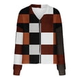 thumbnail image 5 of SuTry Women's Fashion Print Plush Cardigan Fall Winter Thermal V-Neck Front Zipper Long Sleeve Casual Outerwear Womens Tops(Brown,2XL), 5 of 5