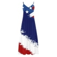 thumbnail image 5 of Vetsdori July 4th Maxi Dress for Women's Red White and Blue Star Print Slip Dress Summer V-Neck Backless Tank,Ankle Length Party Womens Dress, 5 of 8