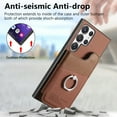 thumbnail image 2 of Allytechgroup for Samsung Galaxy S21 Ultra Protective Case, Back Cover With Card Pocket &Credit Card Slot Built-in Grip Ring Anti-Scratch, Shock-Absorbent Anti-Fingerprint Shockproof Bumper, Brown, 2 of 10