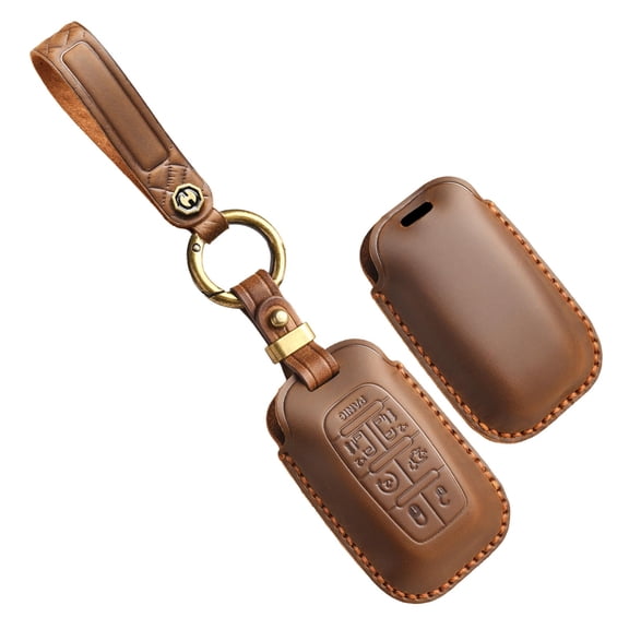 7 Button Leather Car Key Fob Cover Fit for Chrysler Pacifica 2017-2025, Car Key Fob Protector Fit for Voyager 2025