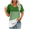 thumbnail image 2 of Dolkfu Tunic Tops for Ladies Short Sleeve Casual Loose Fit Color Block Striped Tunic Tops Tunic Blouses for Women，XL, 2 of 7
