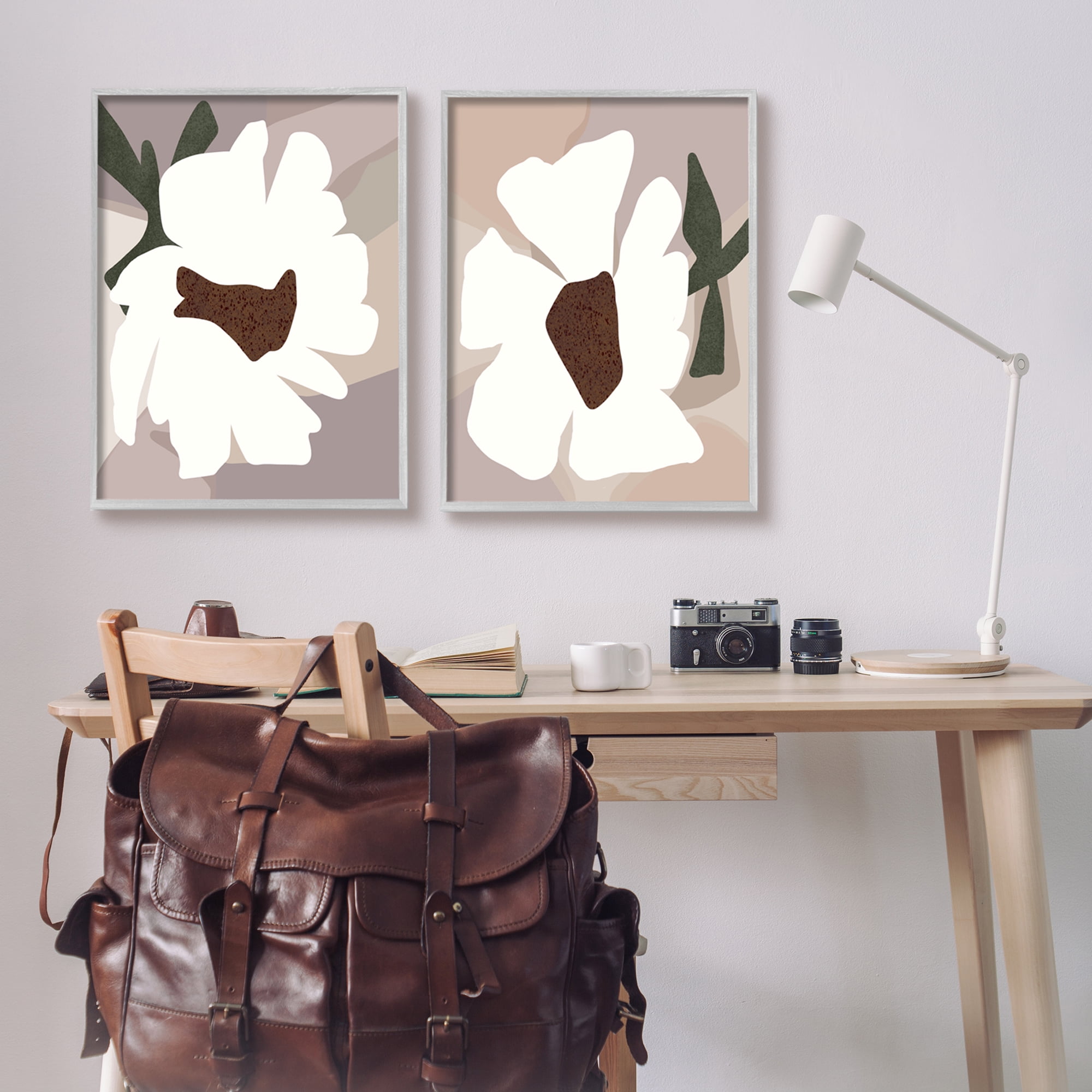 Stupell Industries Abstract White Daisies Botanical & Floral Painting Gray Framed Art Print Wall Art, 24 x 30