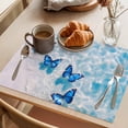 thumbnail image 3 of Blue Butterfly Coastal Placemats Set of 4 Summer Beach Ocean Wave Place Mats Indoor Wipeable Table Mats Washable Cloth Dining Table Placemats for Kitchen Holiday Party Home Decor 13x19 Inch, 3 of 9
