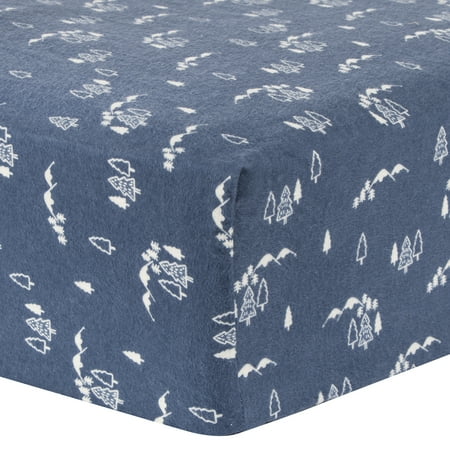 UPC: 0846216065163 | Trend Lab Mountains Deluxe 100% Cotton Flannel Fitted Crib Sheet. Navy and White Sheet is Fully Elasticized With 10 Inch Deep Pockets and Fits Standard Crib Mattress.